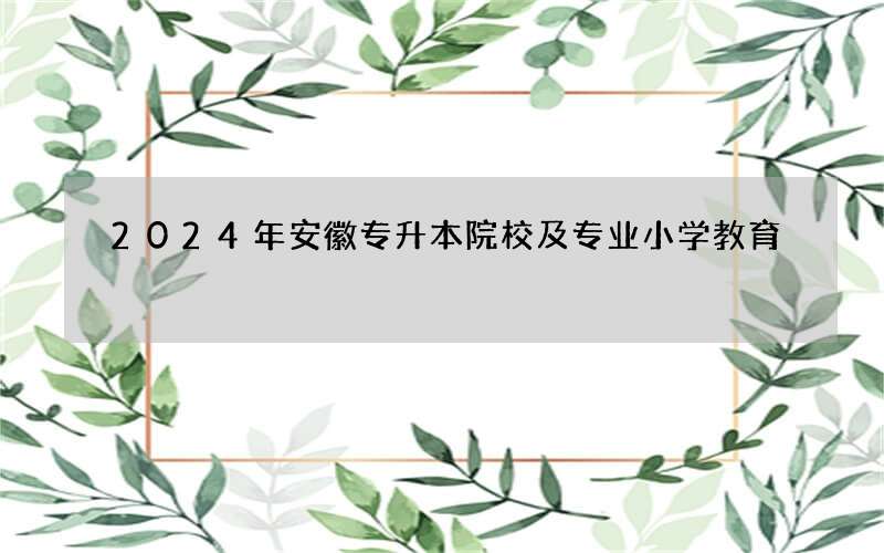 2024年安徽专升本院校及专业小学教育