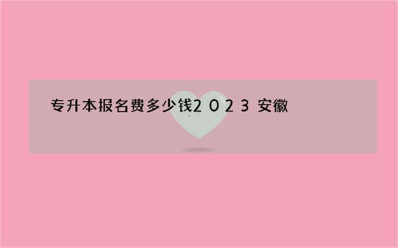 专升本报名费多少钱2023安徽