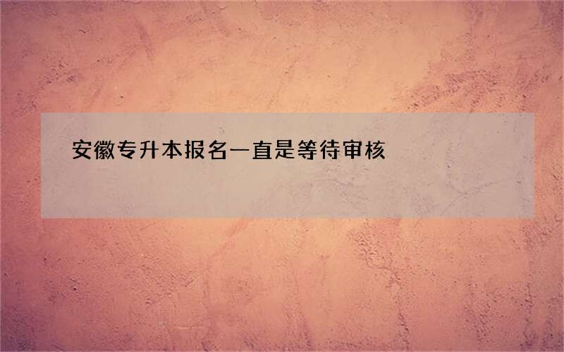 安徽专升本报名一直是等待审核