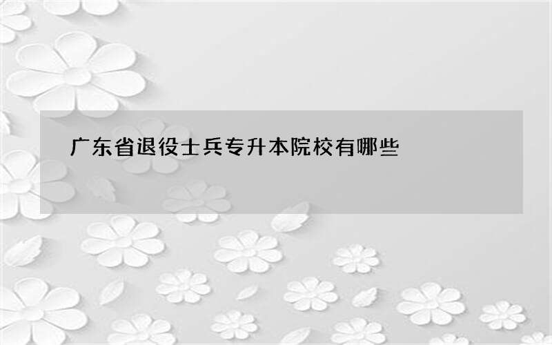 广东省退役士兵专升本院校有哪些