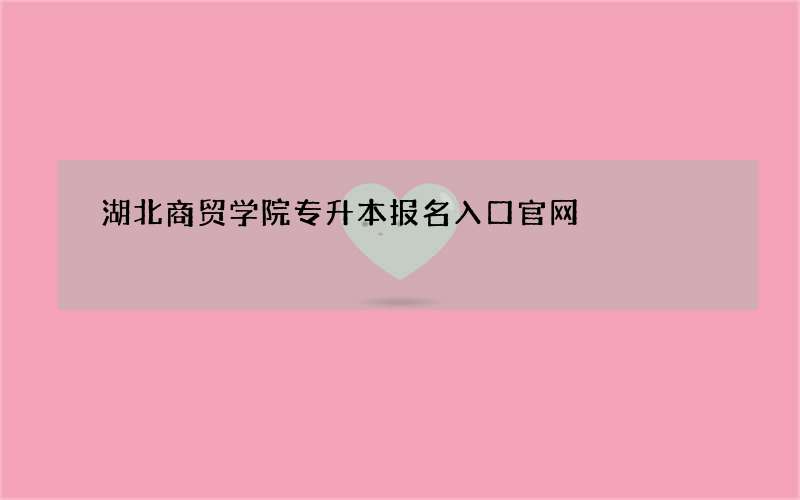 湖北商贸学院专升本报名入口官网