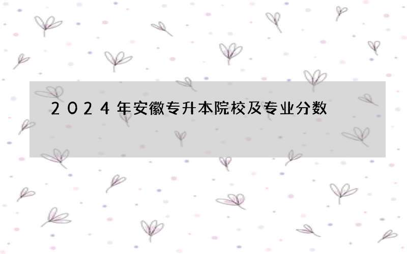 2024年安徽专升本院校及专业分数