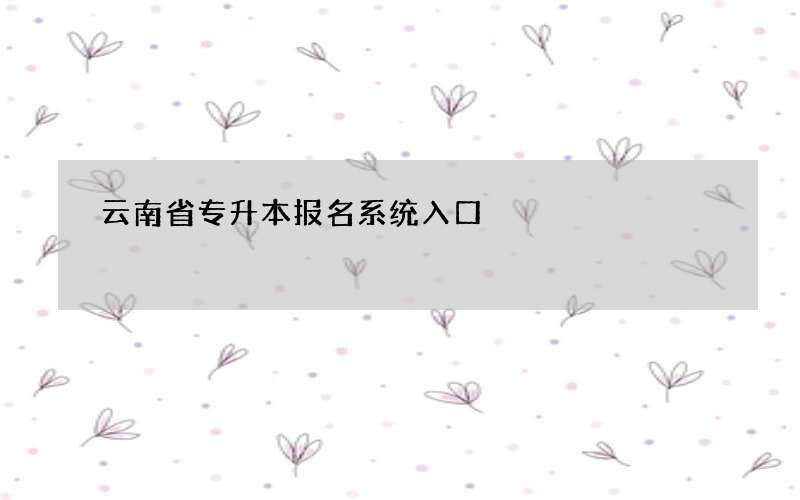 云南省专升本报名系统入口