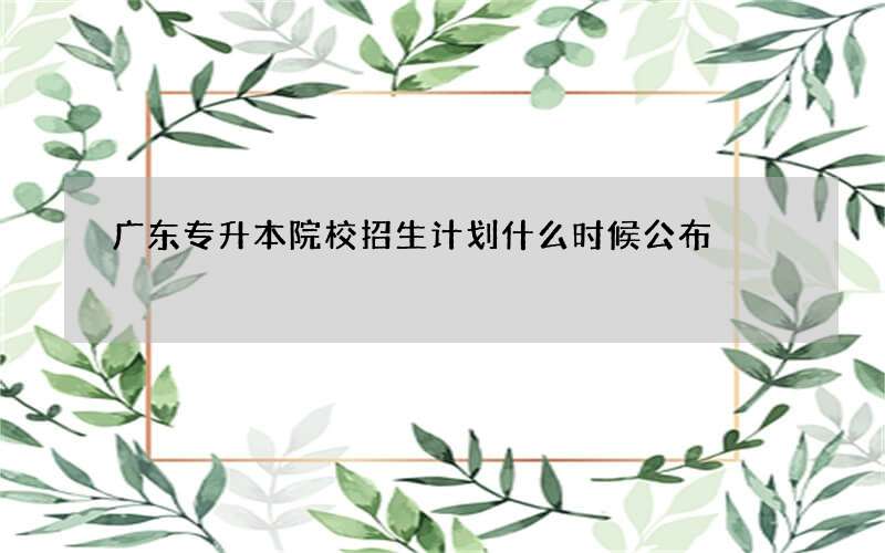 广东专升本院校招生计划什么时候公布