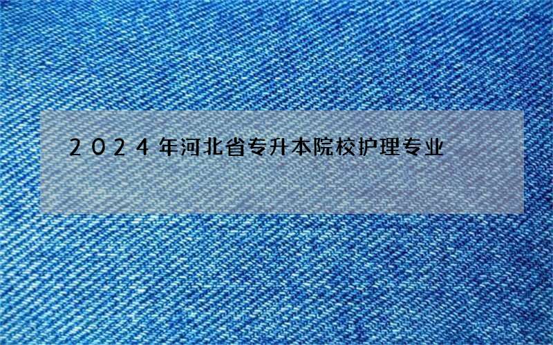 2024年河北省专升本院校护理专业