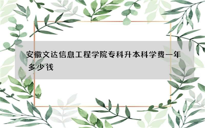 安徽文达信息工程学院专科升本科学费一年多少钱