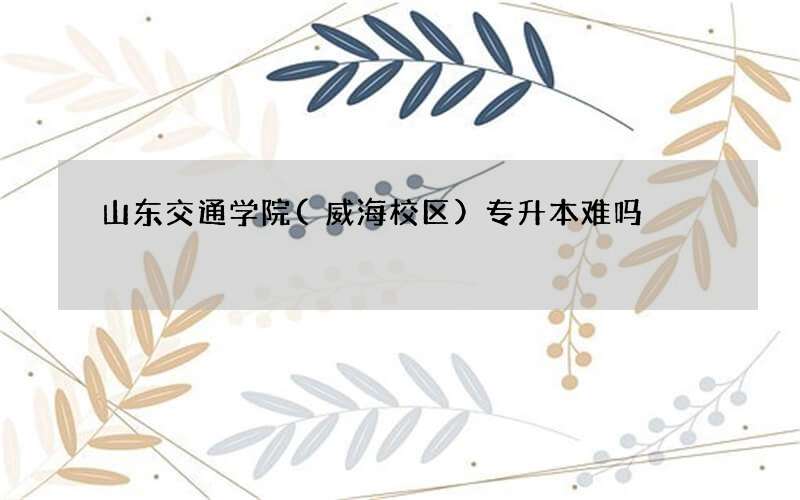 山东交通学院(威海校区)专升本难吗