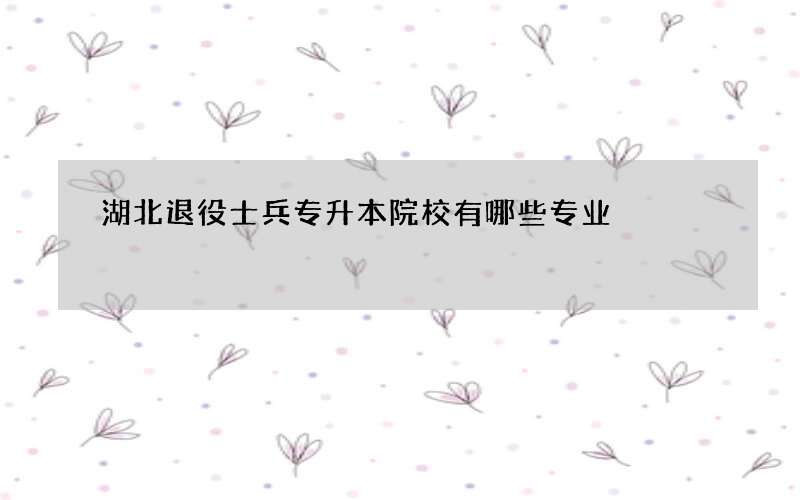 湖北退役士兵专升本院校有哪些专业