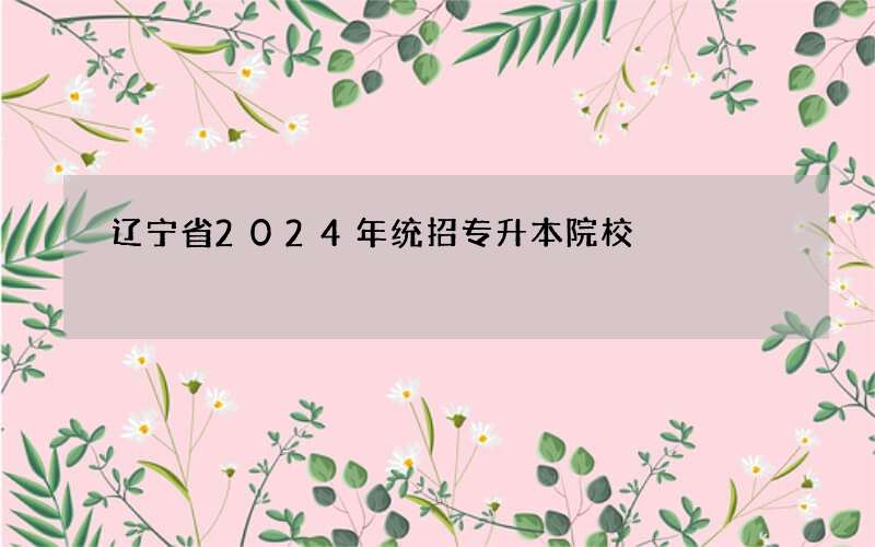 辽宁省2024年统招专升本院校